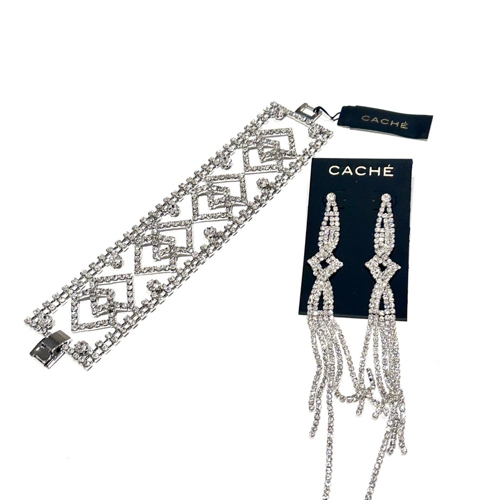 🌟 LAST ONE! 🌟 | CACHE Fancy Silver Wide CZ Delicate Party Bracelet | NWT $78 - Picture 13 of 16